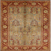 Square Mid-Century Modern Mahogany Brown Oriental Rug, urb3153