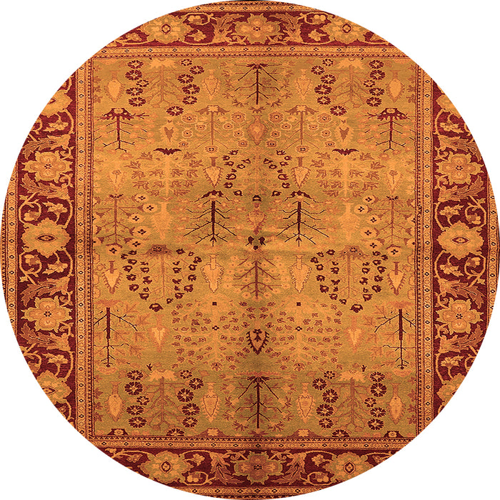 Round Oriental Orange Industrial Rug, urb3153org