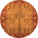 Round Oriental Orange Industrial Rug, urb3153org