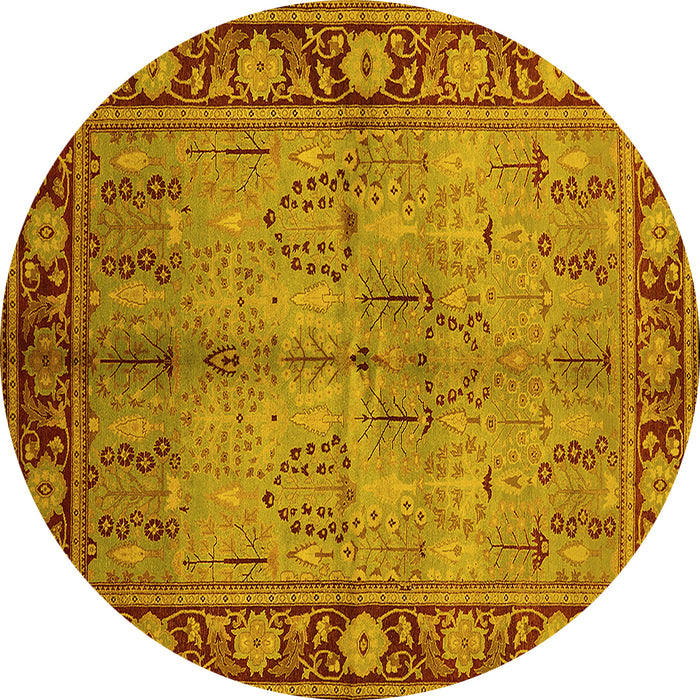 Round Oriental Yellow Industrial Rug, urb3153yw