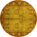 Round Oriental Yellow Industrial Rug, urb3153yw