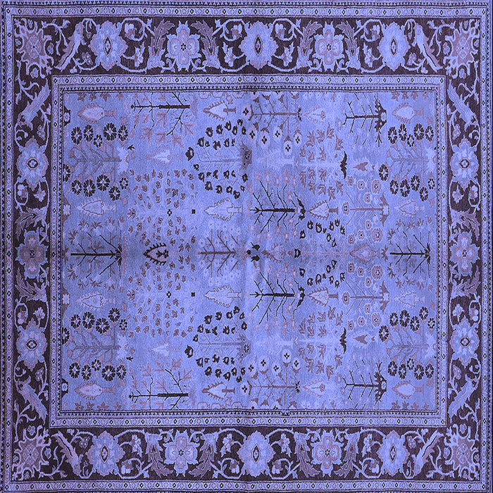 Square Machine Washable Oriental Blue Industrial Rug, wshurb3153blu