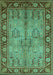 Machine Washable Oriental Turquoise Industrial Area Rugs, wshurb3153turq