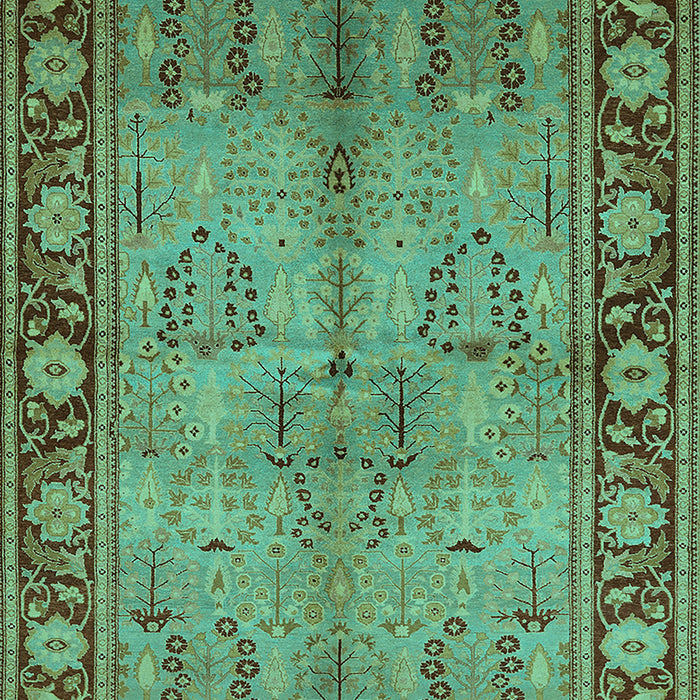 Machine Washable Oriental Turquoise Industrial Area Rugs, wshurb3153turq
