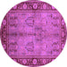 Round Oriental Purple Industrial Rug, urb3153pur