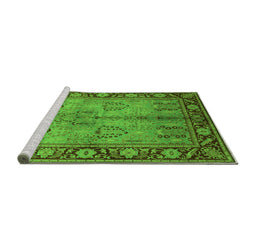 Sideview of Machine Washable Oriental Green Industrial Area Rugs, wshurb3153grn