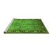 Sideview of Machine Washable Oriental Green Industrial Area Rugs, wshurb3153grn