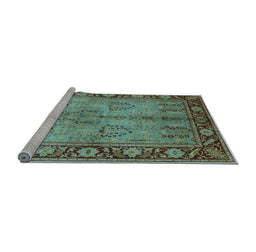 Sideview of Machine Washable Oriental Light Blue Industrial Rug, wshurb3153lblu