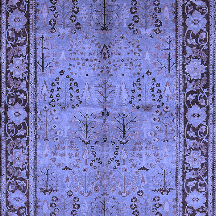 Machine Washable Oriental Blue Industrial Rug, wshurb3153blu