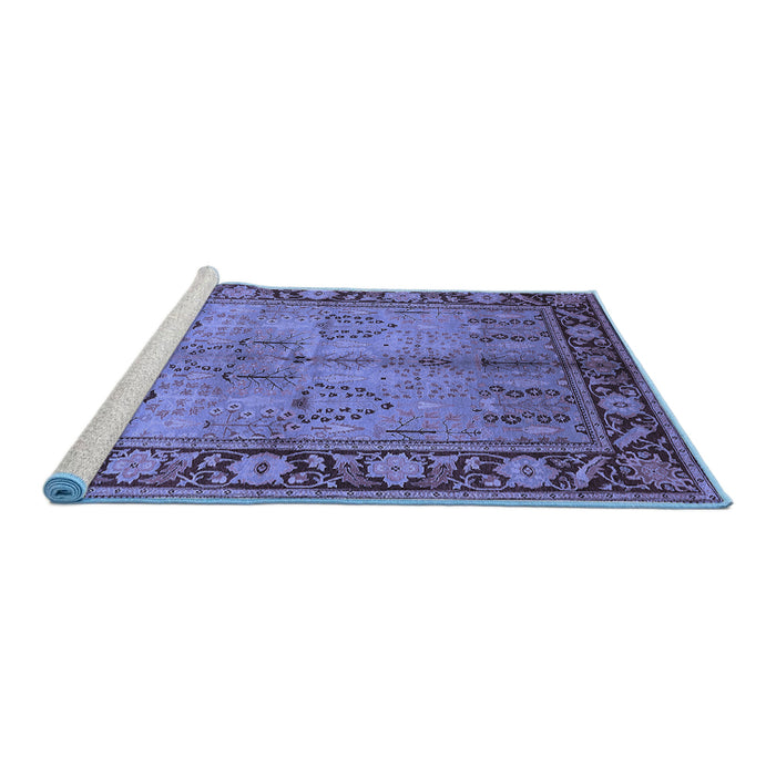 Sideview of Machine Washable Oriental Blue Industrial Rug, wshurb3153blu