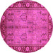 Round Oriental Pink Industrial Rug, urb3153pnk