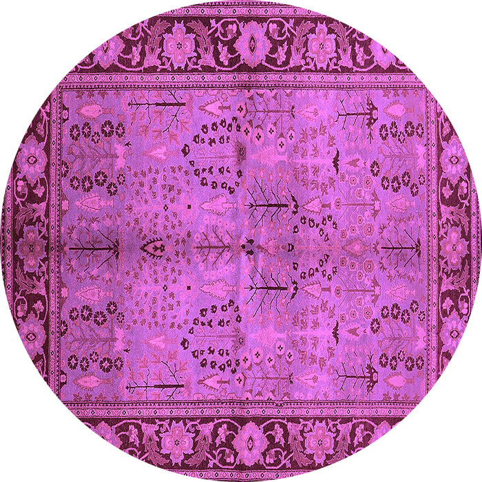 Round Machine Washable Oriental Purple Industrial Area Rugs, wshurb3153pur