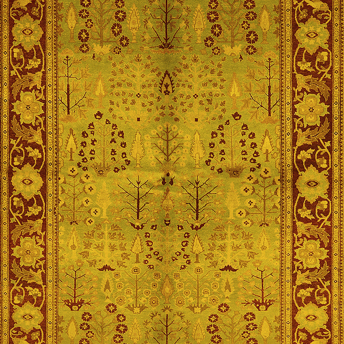Machine Washable Oriental Yellow Industrial Rug, wshurb3153yw