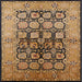 Square Mid-Century Modern Red Brown Oriental Rug, urb3154