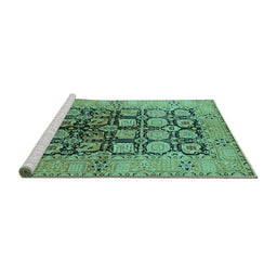 Sideview of Machine Washable Oriental Turquoise Industrial Area Rugs, wshurb3154turq