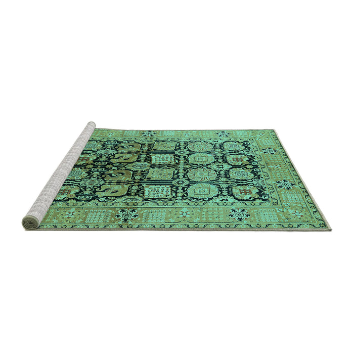 Sideview of Machine Washable Oriental Turquoise Industrial Area Rugs, wshurb3154turq