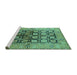 Sideview of Machine Washable Oriental Turquoise Industrial Area Rugs, wshurb3154turq