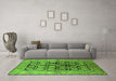 Machine Washable Oriental Green Industrial Area Rugs in a Living Room,, wshurb3154grn