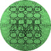 Round Oriental Emerald Green Industrial Rug, urb3154emgrn