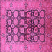 Square Machine Washable Oriental Pink Industrial Rug, wshurb3154pnk