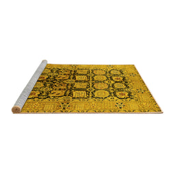 Sideview of Machine Washable Oriental Yellow Industrial Rug, wshurb3154yw