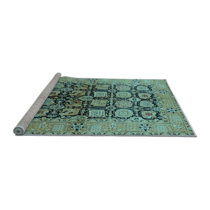 Sideview of Machine Washable Oriental Light Blue Industrial Rug, wshurb3154lblu