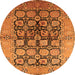 Round Machine Washable Oriental Orange Industrial Area Rugs, wshurb3154org