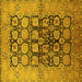 Square Machine Washable Oriental Yellow Industrial Rug, wshurb3154yw