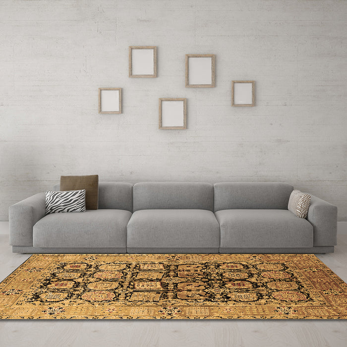 Machine Washable Oriental Brown Industrial Rug in a Living Room,, wshurb3154brn