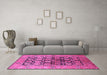 Machine Washable Oriental Pink Industrial Rug in a Living Room, wshurb3154pnk