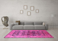 Machine Washable Oriental Pink Industrial Rug, wshurb3154pnk