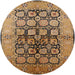 Round Machine Washable Industrial Modern Red Brown Rug, wshurb3154