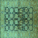 Square Oriental Turquoise Industrial Rug, urb3154turq