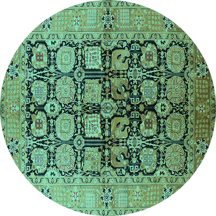 Round Oriental Turquoise Industrial Rug, urb3154turq