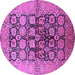 Round Machine Washable Oriental Purple Industrial Area Rugs, wshurb3154pur