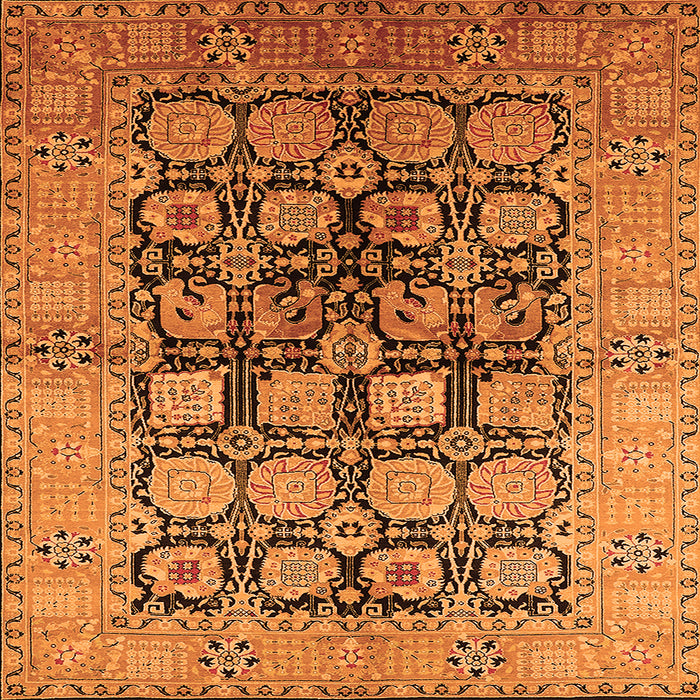 Square Oriental Orange Industrial Rug, urb3154org