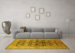 Machine Washable Oriental Yellow Industrial Rug in a Living Room, wshurb3154yw