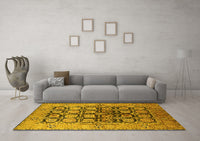 Machine Washable Oriental Yellow Industrial Rug, wshurb3154yw