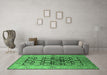 Machine Washable Oriental Emerald Green Industrial Area Rugs in a Living Room,, wshurb3154emgrn