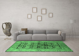 Machine Washable Oriental Emerald Green Industrial Area Rugs in a Living Room,, wshurb3154emgrn