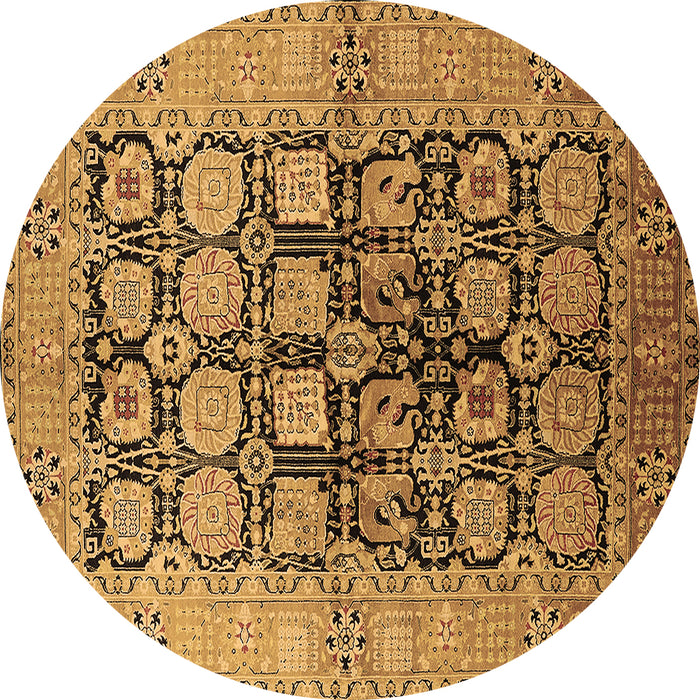 Round Oriental Brown Industrial Rug, urb3154brn