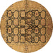 Round Oriental Brown Industrial Rug, urb3154brn