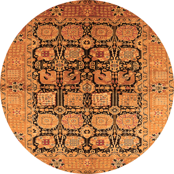 Round Oriental Orange Industrial Rug, urb3154org