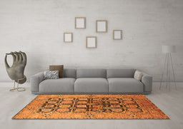 Machine Washable Oriental Orange Industrial Area Rugs in a Living Room, wshurb3154org