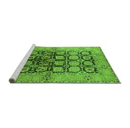 Sideview of Machine Washable Oriental Green Industrial Area Rugs, wshurb3154grn