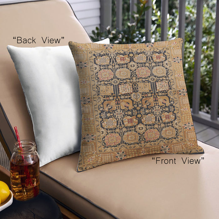 Front View of Mid-Century Modern Urban Square Red Brown Throw Pillow, 18 inch by 18 inch, pwurb3154