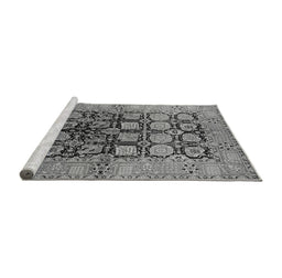 Sideview of Machine Washable Oriental Gray Industrial Rug, wshurb3154gry