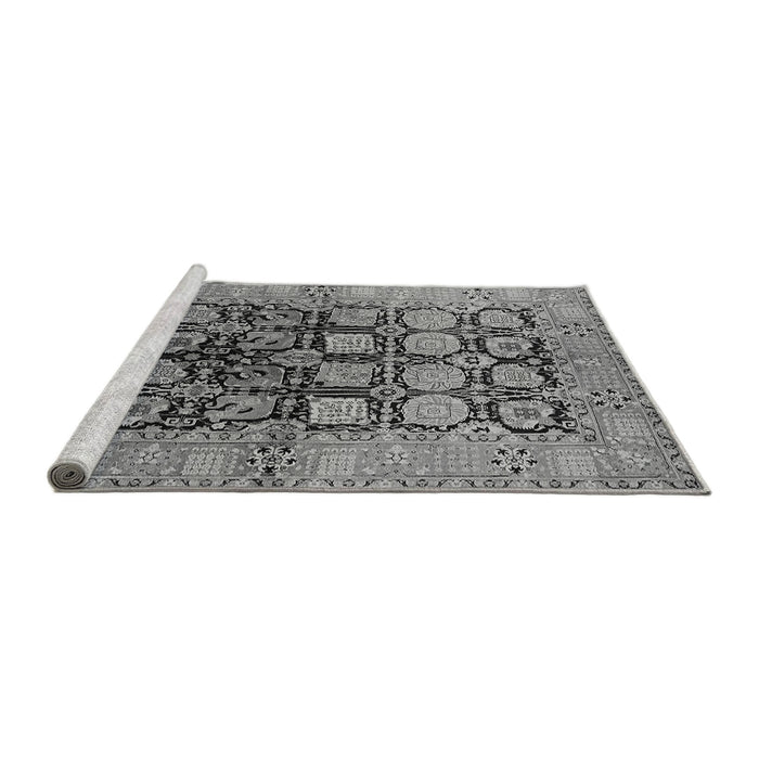 Sideview of Machine Washable Oriental Gray Industrial Rug, wshurb3154gry