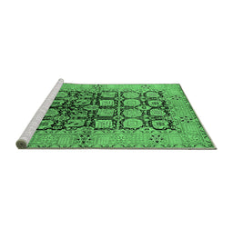 Sideview of Machine Washable Oriental Emerald Green Industrial Area Rugs, wshurb3154emgrn