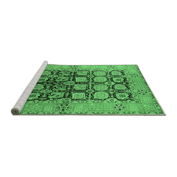 Sideview of Machine Washable Oriental Emerald Green Industrial Area Rugs, wshurb3154emgrn